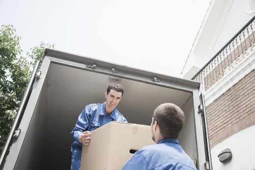 Packed moving boxes ready for removals in Brompton