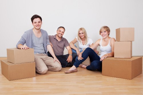 Packing boxes for a moving truck in Brompton